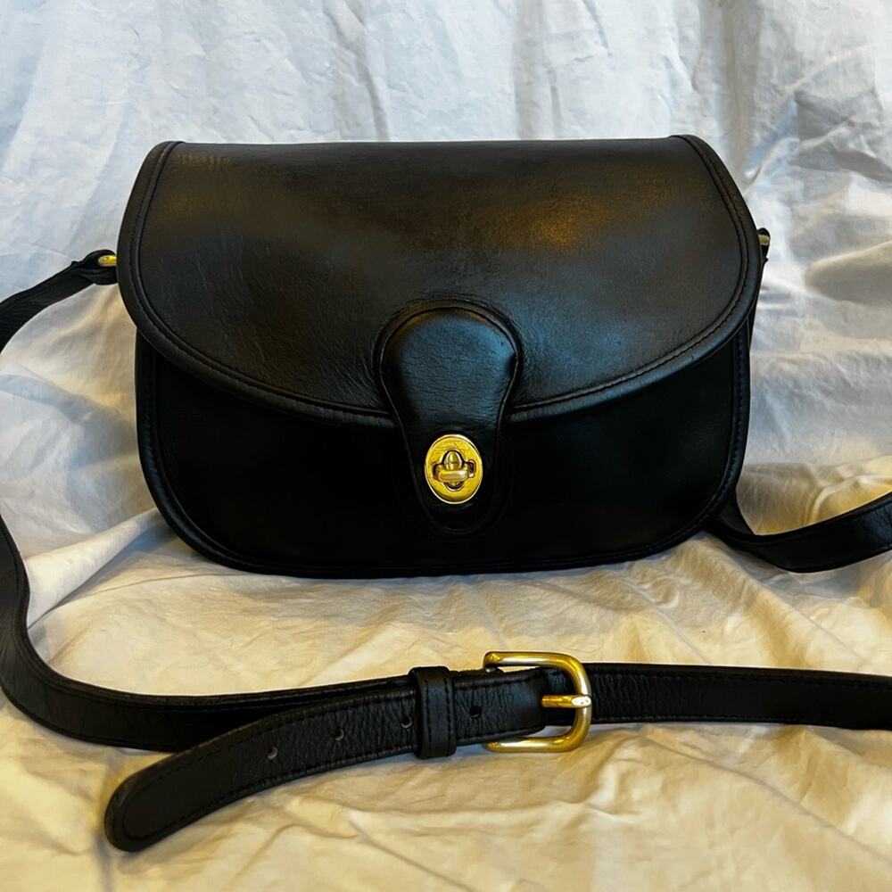 Coach Black Leather Crossbody Bag 9954 with Gold Hardware